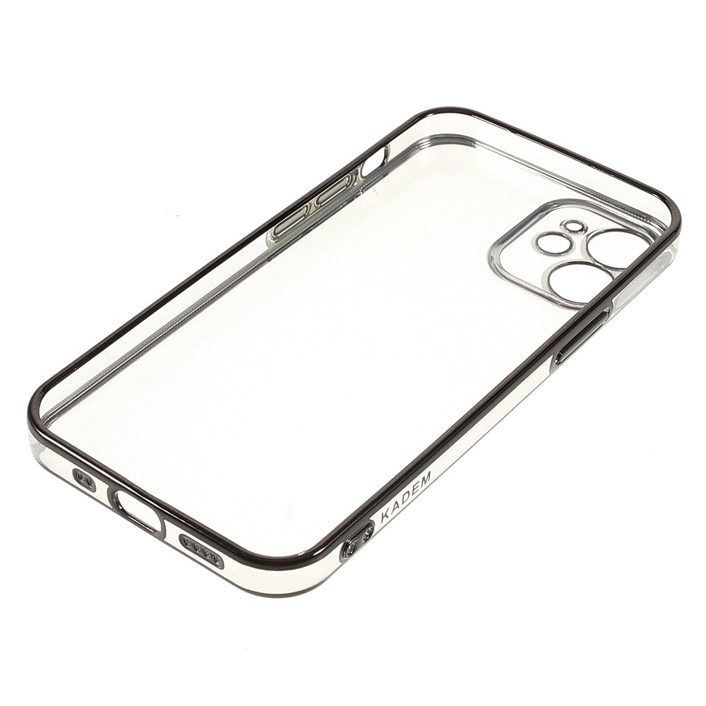 Scratch-resistant Electroplating Precise Cutout Invisible Lens Protection Transparent Soft TPU Case for iPhone 12 6.1 inch - Black/Gold-7