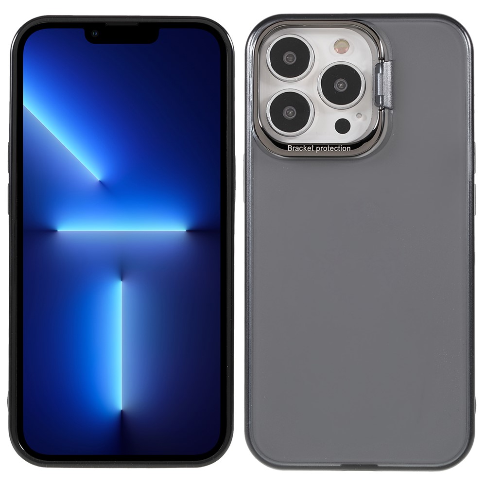 PC + TPU Phone Case Light Slim Matte Anti-fingerprint Metal Kickstand Cover for iPhone 13 Pro Max 6.7 inch - Black-1