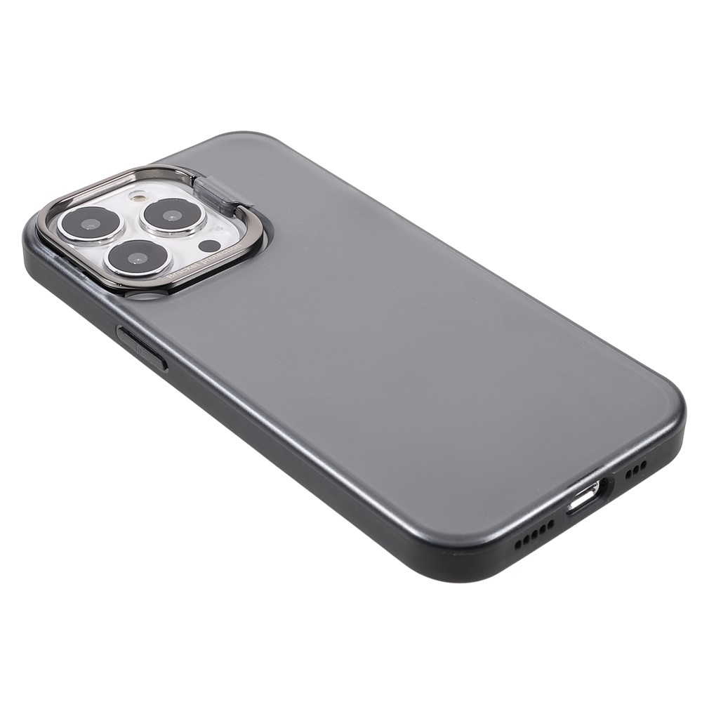 PC + TPU Phone Case Light Slim Matte Anti-fingerprint Metal Kickstand Cover for iPhone 13 Pro Max 6.7 inch - Black-4