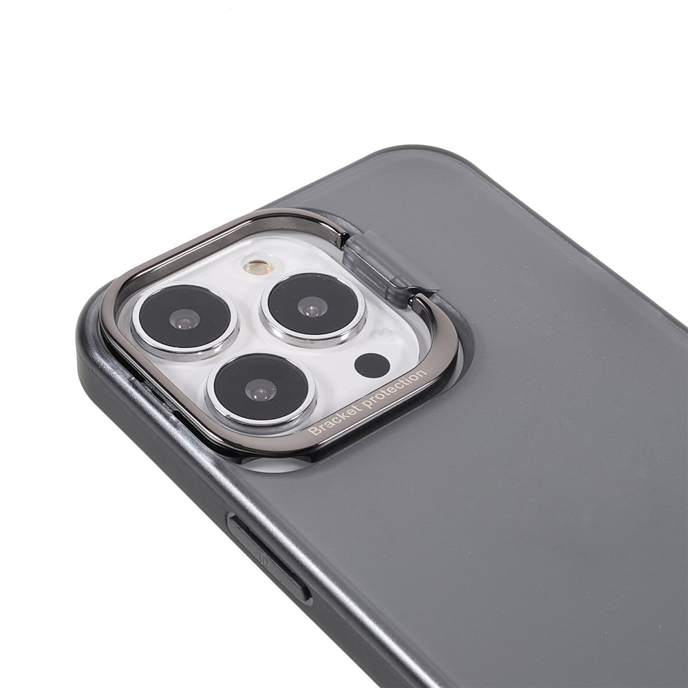 PC + TPU Phone Case Light Slim Matte Anti-fingerprint Metal Kickstand Cover for iPhone 13 Pro Max 6.7 inch - Black-6