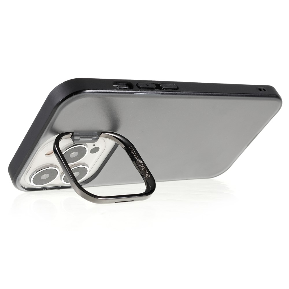 PC + TPU Phone Case Light Slim Matte Anti-fingerprint Metal Kickstand Cover for iPhone 13 Pro Max 6.7 inch - Black-7