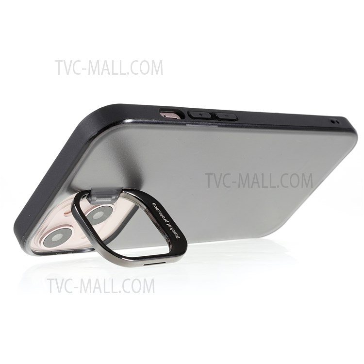 Matte Surface PC + TPU Phone Case Drop-proof Metal Kickstand Cover Shell for iPhone 13 mini 5.4 inch - Black-7