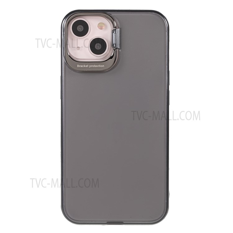 PC + TPU Phone Case Built-in Kickstand Lens Protection Matte Anti-scratch Cover Shell for iPhone 13 6.1 inch - Black-2