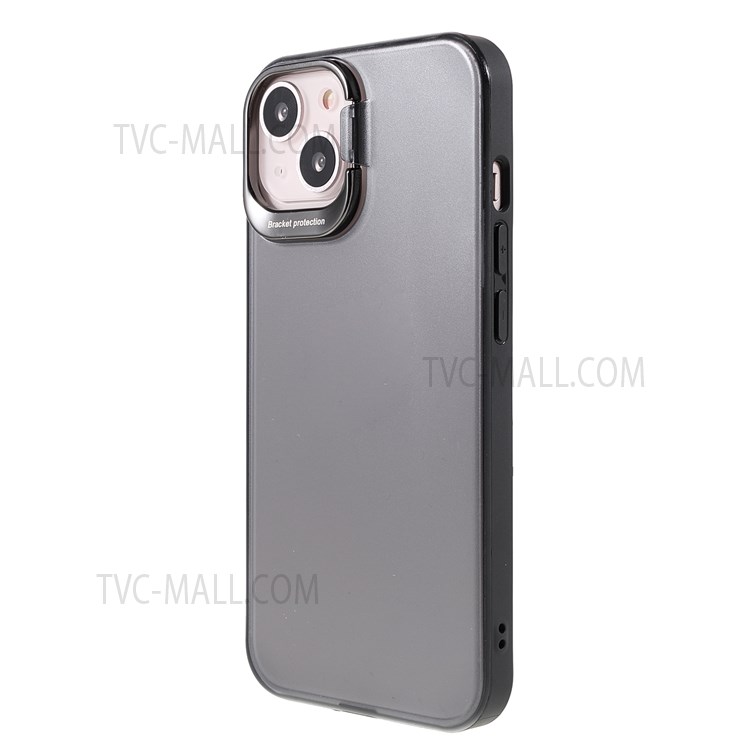 PC + TPU Phone Case Built-in Kickstand Lens Protection Matte Anti-scratch Cover Shell for iPhone 13 6.1 inch - Black-3