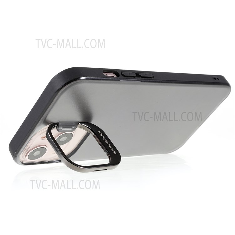 PC + TPU Phone Case Built-in Kickstand Lens Protection Matte Anti-scratch Cover Shell for iPhone 13 6.1 inch - Black-7