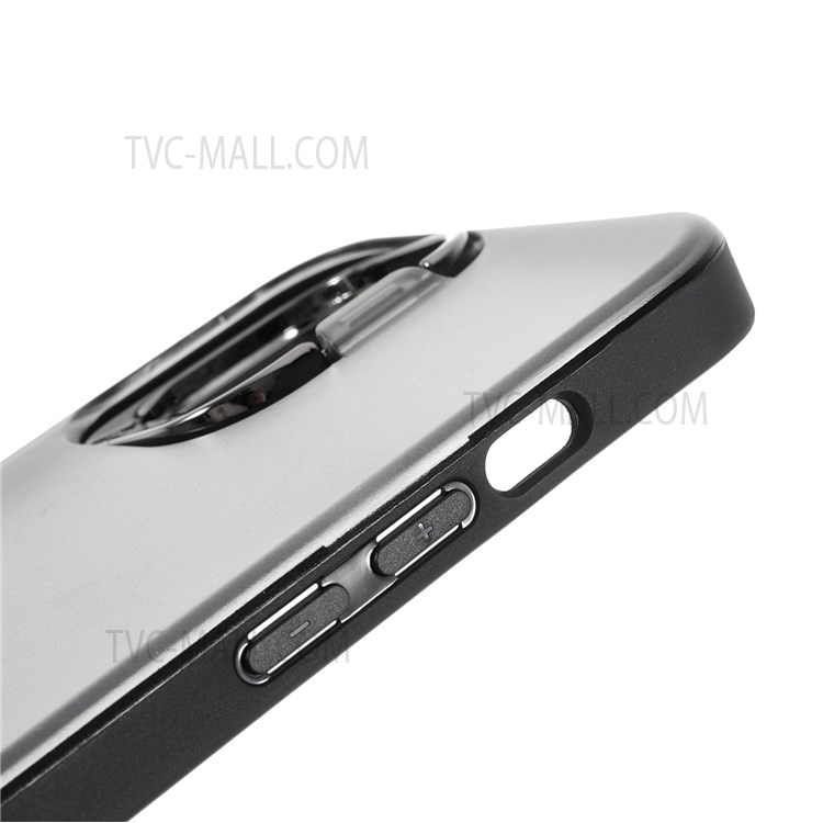 PC + TPU Phone Case Built-in Kickstand Lens Protection Matte Anti-scratch Cover Shell for iPhone 13 6.1 inch - Black-9
