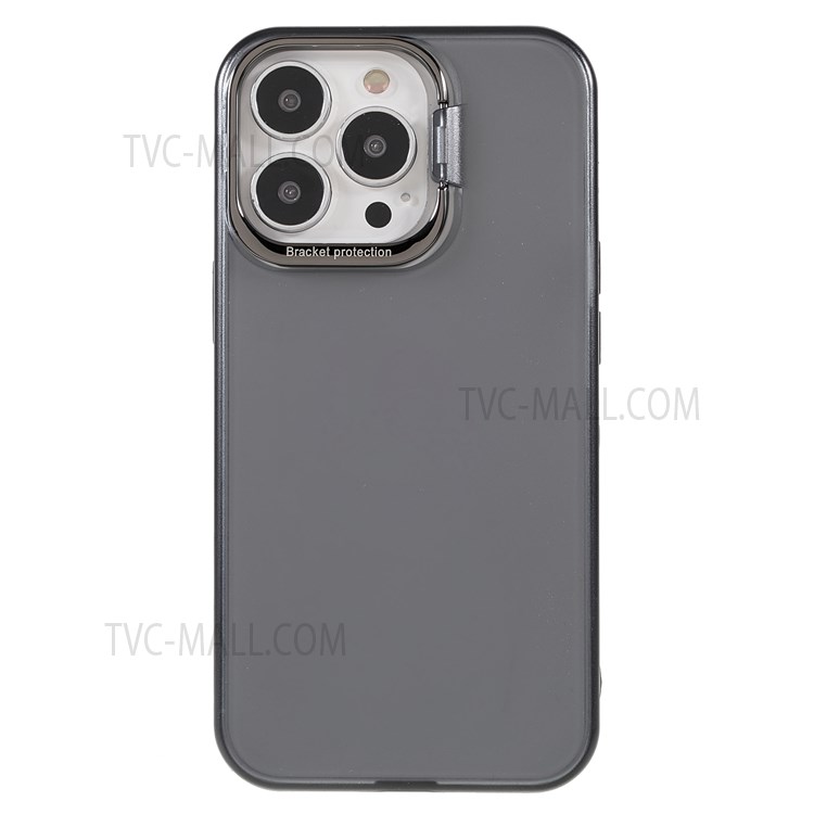 PC + TPU Phone Case Matte Anti-fingerprint Metal Kickstand Lens Protection Cover Shell for iPhone 13 Pro 6.1 inch - Black-2