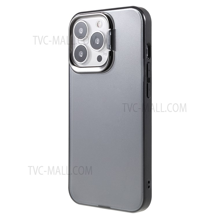 PC + TPU Phone Case Matte Anti-fingerprint Metal Kickstand Lens Protection Cover Shell for iPhone 13 Pro 6.1 inch - Black-3