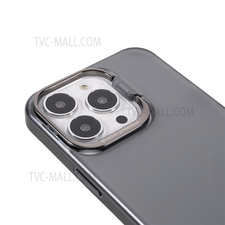 PC + TPU Phone Case Matte Anti-fingerprint Metal Kickstand Lens Protection Cover Shell for iPhone 13 Pro 6.1 inch - Black-6