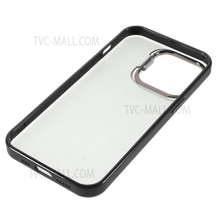 PC + TPU Phone Case Matte Anti-fingerprint Metal Kickstand Lens Protection Cover Shell for iPhone 13 Pro 6.1 inch - Black-8