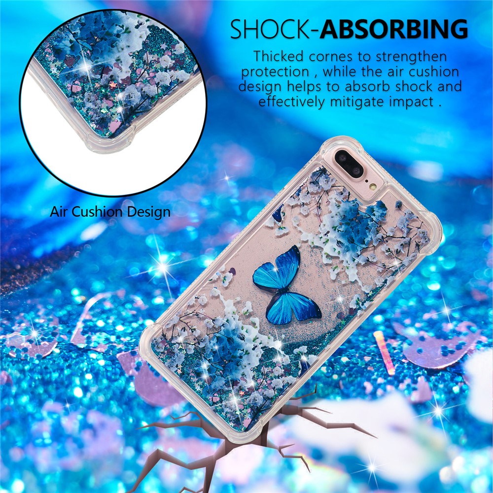 Pattern Printing Design Quicksand Moving Glitter Case TPU Protective Cover for iPhone 6 Plus / 7 Plus / 8 Plus 5.5 inch - Blue Butterfly-2