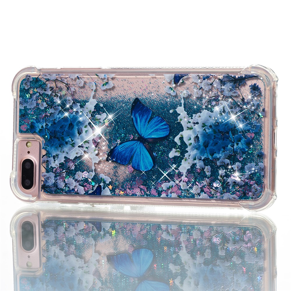 Pattern Printing Design Quicksand Moving Glitter Case TPU Protective Cover for iPhone 6 Plus / 7 Plus / 8 Plus 5.5 inch - Blue Butterfly-6