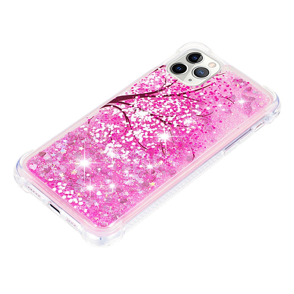 Quicksand Moving Glitter Pattern Printing Case Flexible TPU Anti-fingerprint Well-protected Cover Shell for iPhone 11 Pro Max 6.5 inch - Cherry Blossom-6