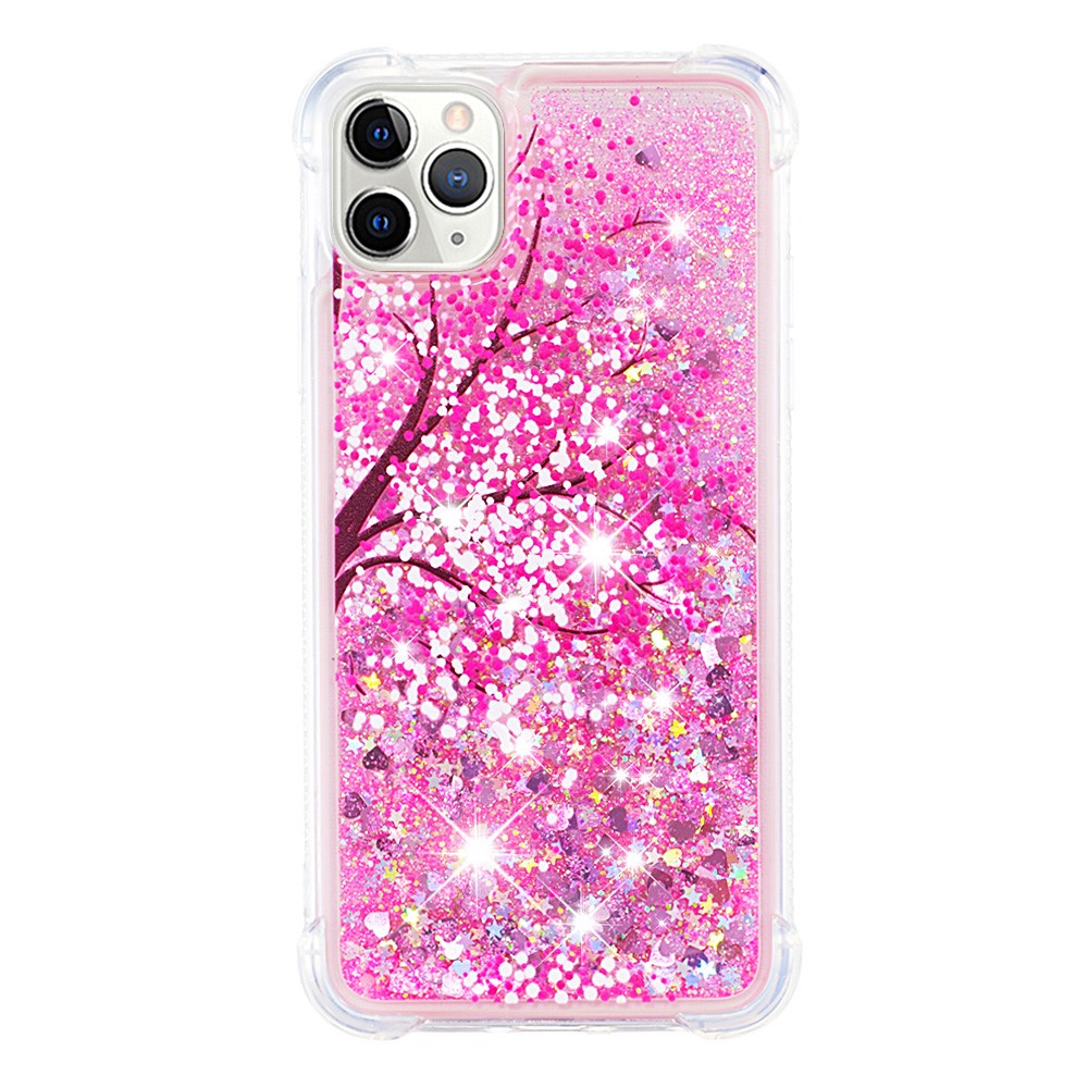 Quicksand Moving Glitter Pattern Printing Anti-shock Stylish Anti-dust Case TPU Cover for iPhone 11 Pro 5.8 inch - Cherry Blossom-3