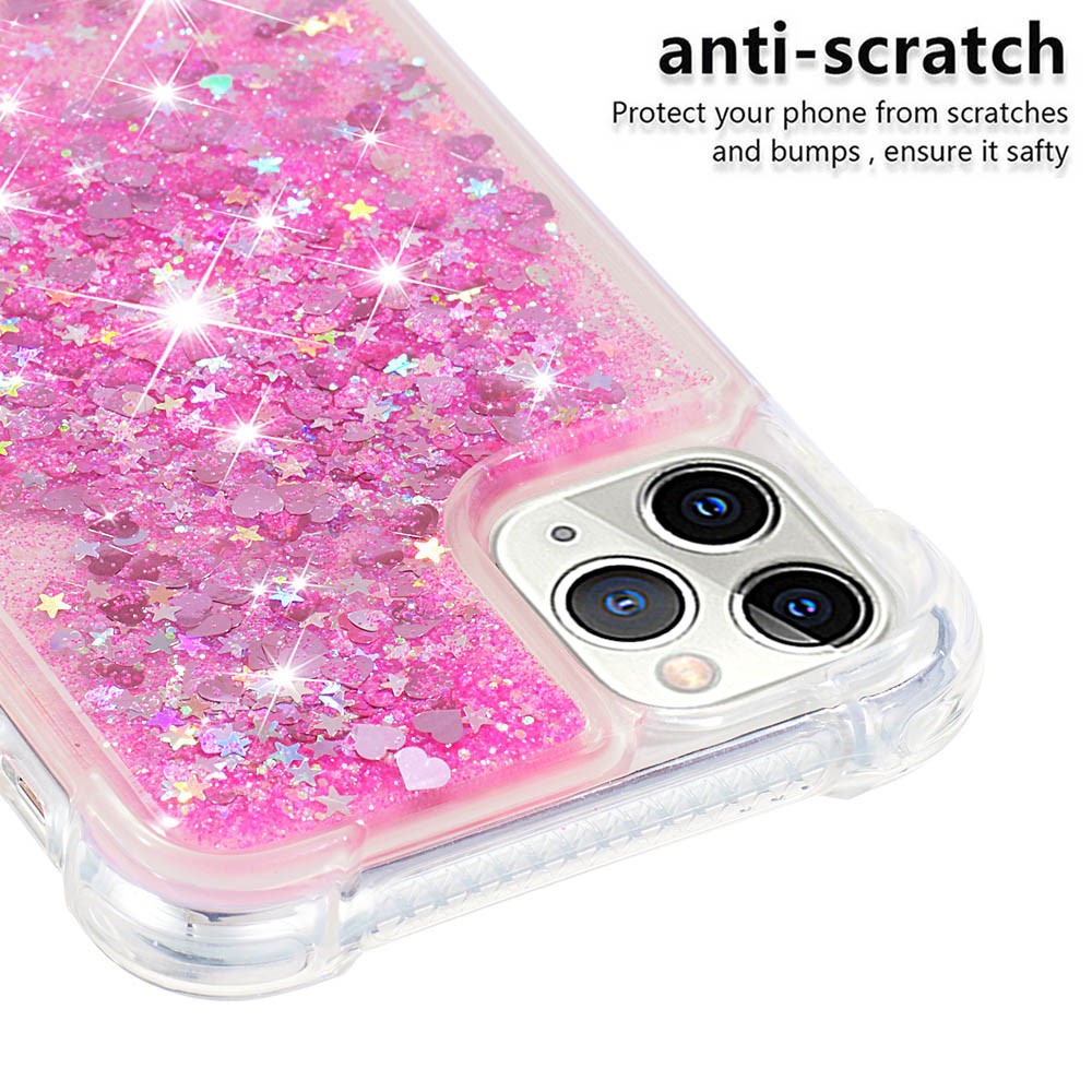 Colorful Quicksand Series Flowing Liquid Floating Scratch-resistant Soft TPU Protective Phone Case for iPhone 11 Pro 5.8 inch - Pink Hearts-3