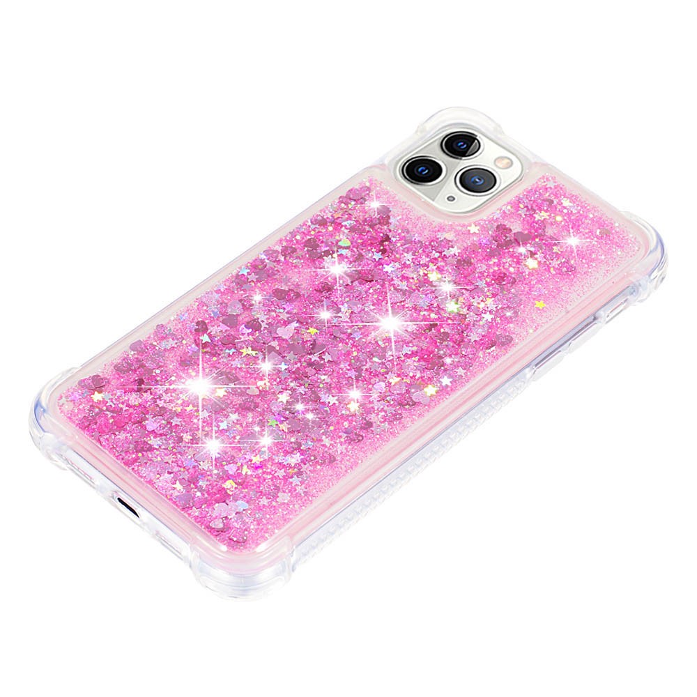 Colorful Quicksand Series Flowing Liquid Floating Scratch-resistant Soft TPU Protective Phone Case for iPhone 11 Pro 5.8 inch - Pink Hearts-4
