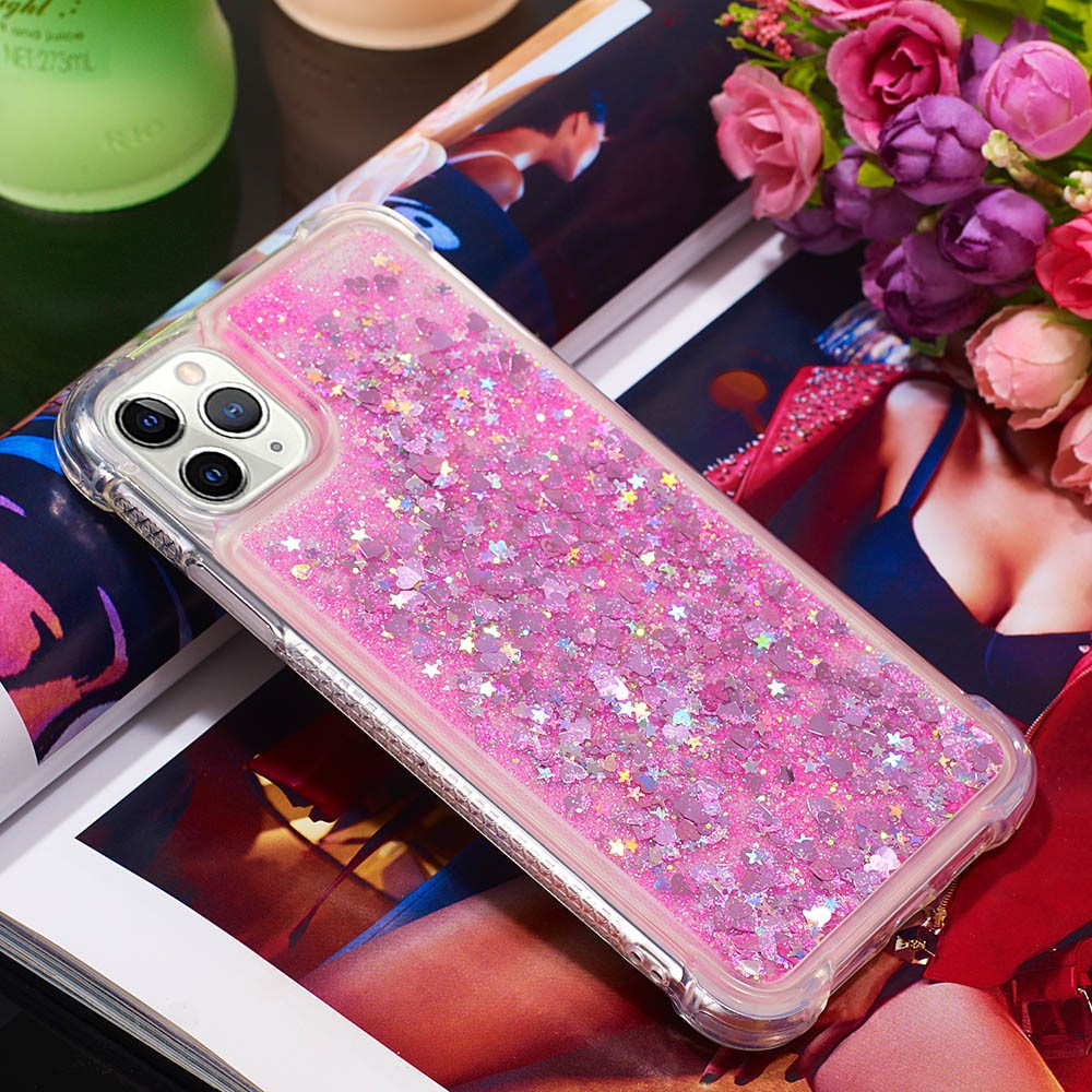 Colorful Quicksand Series Flowing Liquid Floating Scratch-resistant Soft TPU Protective Phone Case for iPhone 11 Pro 5.8 inch - Pink Hearts-5