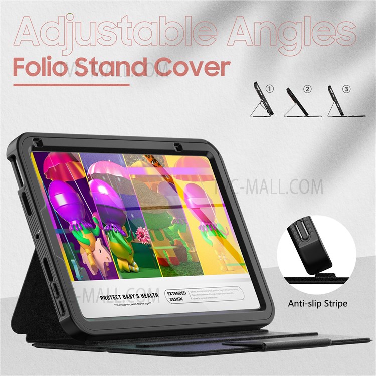Multi-function Stand Design Anti-scratch Hybrid PC + TPU Case + PU Leather Tablet Cover with Card Slot for iPad mini (2021) - Black-3