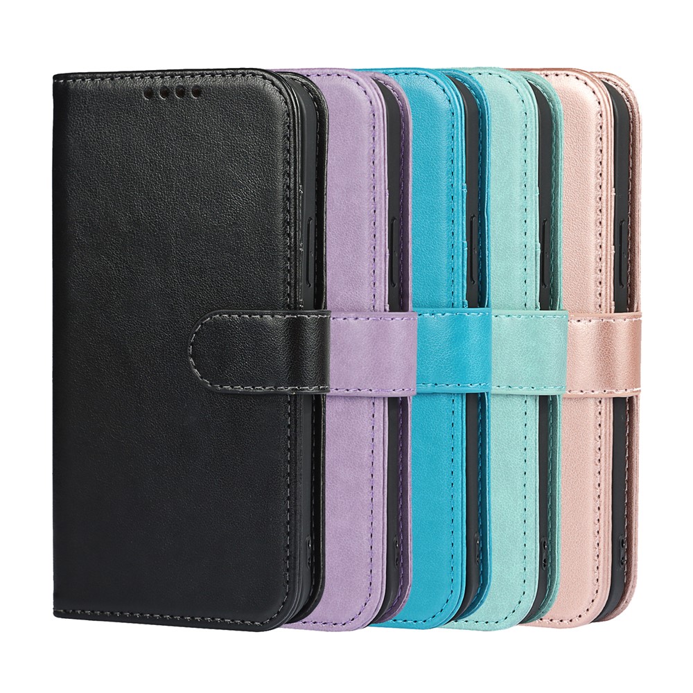 R61 Texture Felled Seam Phone Case Well-Protected Anti-Fall PU Leather Stand Wallet Cover Shell for iPhone 13 mini 5.4 inch - Black-11