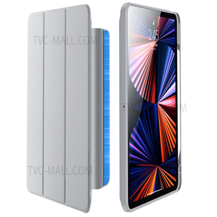 BENKS Shockproof Smart Tablet Cover Acrylic+PU Leather+TPU Tablet Protective Case with Magnetic Absorption Stand for iPad Pro 11-inch 2018/2019/2021 - Grey-1