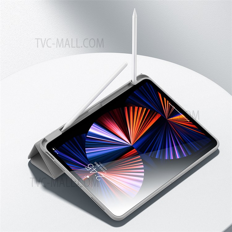 BENKS Shockproof Smart Tablet Cover Acrylic+PU Leather+TPU Tablet Protective Case with Magnetic Absorption Stand for iPad Pro 11-inch 2018/2019/2021 - Grey-6