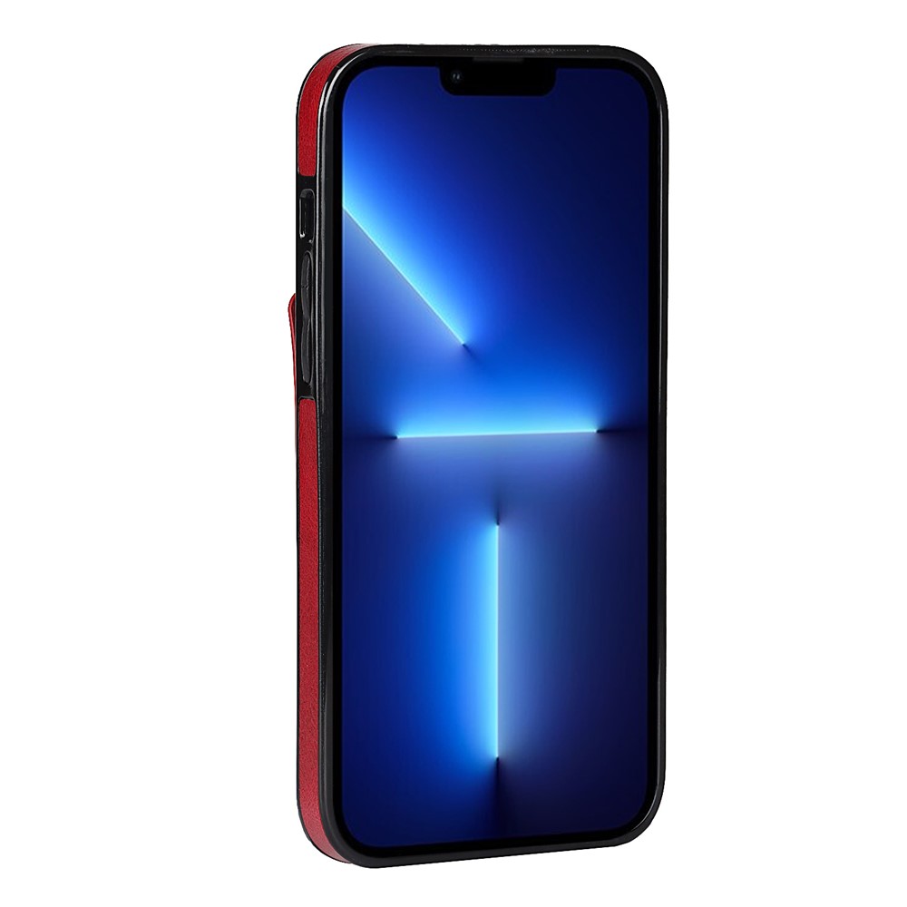 For iPhone 13 Pro 6.1 inch Well-protected RFID Blocking Function Anti-drop Hand Strap Kickstand PU Leather Coated TPU Case with Card Slot - Red-3
