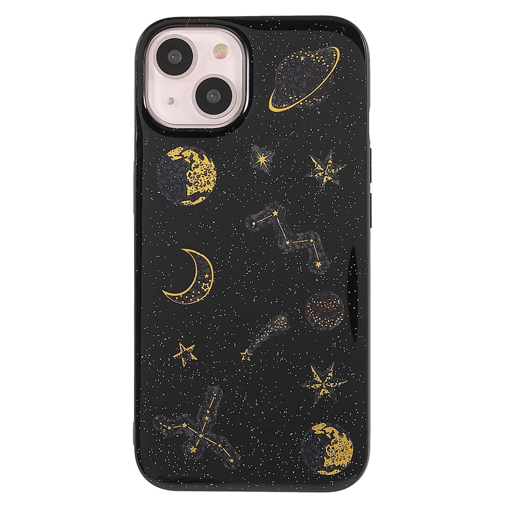 Star Planet Printing Stickers Design Well-protected Lightweight Epoxy Flexible TPU Case for iPhone 13 mini 5.4 inch - Black-2