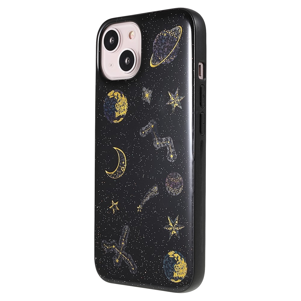 Star Planet Printing Stickers Design Well-protected Lightweight Epoxy Flexible TPU Case for iPhone 13 mini 5.4 inch - Black-3