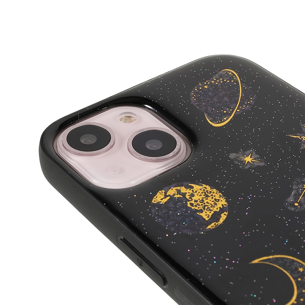 Star Planet Printing Stickers Design Well-protected Lightweight Epoxy Flexible TPU Case for iPhone 13 mini 5.4 inch - Black-6