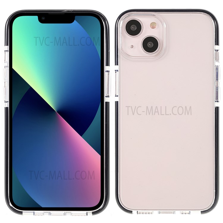 Bi-color Frame + Clear Back Light Slim Soft Flexible TPU Case Cover for iPhone 13 6.1 inch - Black-1