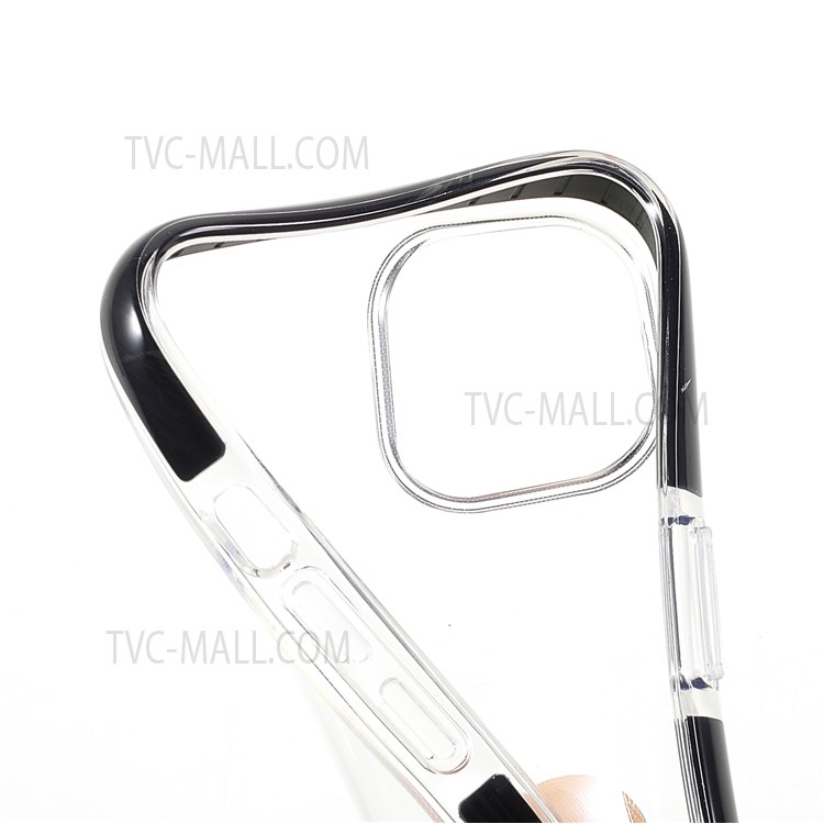 Bi-color Frame + Clear Back Light Slim Soft Flexible TPU Case Cover for iPhone 13 6.1 inch - Black-8