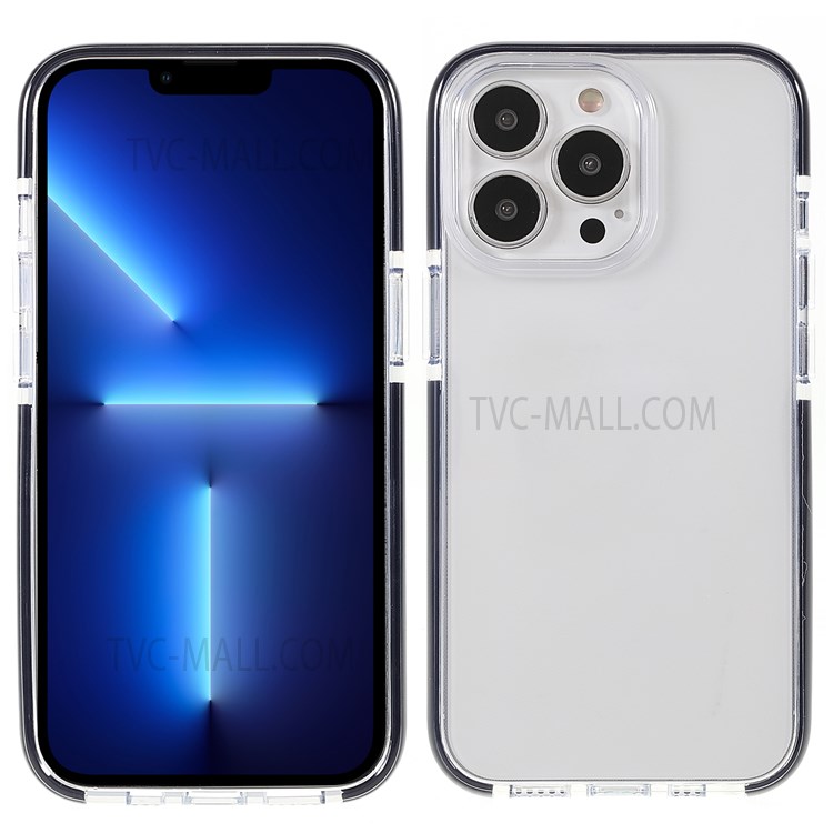 Bi-color Frame + Clear Back Flexible Soft TPU Durable Protective Case Shell for iPhone 13 Pro 6.1 inch - Black-1