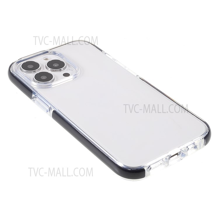 Bi-color Frame + Clear Back Flexible Soft TPU Durable Protective Case Shell for iPhone 13 Pro 6.1 inch - Black-4