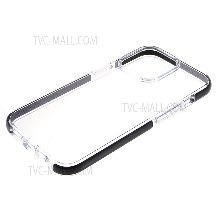 Bi-color Frame + Clear Back Flexible Soft TPU Durable Protective Case Shell for iPhone 13 Pro 6.1 inch - Black-7