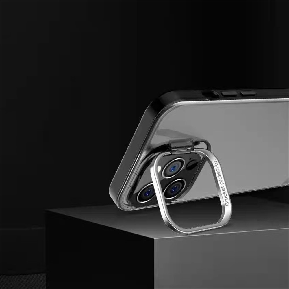 MOCOLO K20 Lens Frame Kickstand Matte Translucent Anti-fall Skin Touch PC+TPU Case for iPhone 13 Pro 6.1 inch - Transparent Grey-6