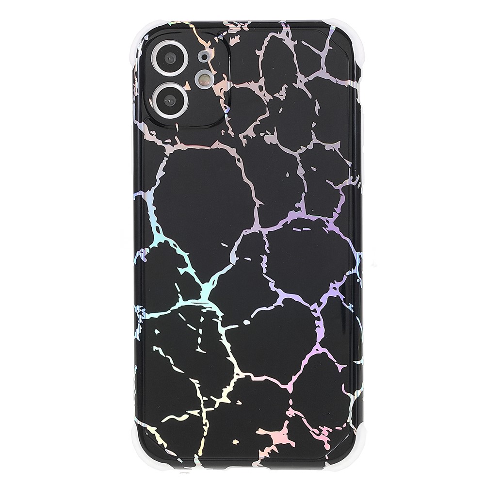 IMD Laser Stylish Marble Four Corner Anti-fall TPU+PC Protective Case Cover for iPhone 11 6.1 inch - CF1 Black-2