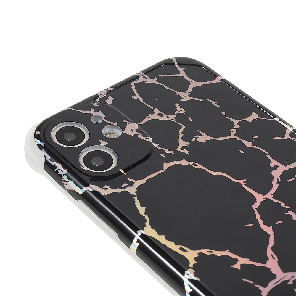 IMD Laser Stylish Marble Four Corner Anti-fall TPU+PC Protective Case Cover for iPhone 11 6.1 inch - CF1 Black-6