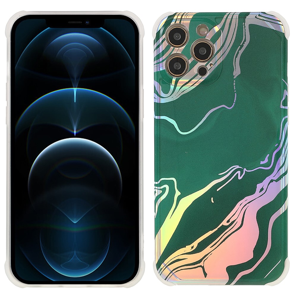 IMD Laser Marble Thickened Four Corner Well-protected Durable TPU+PC Case Shell for iPhone 12 Pro Max 6.7 inch - CF6 Green-1