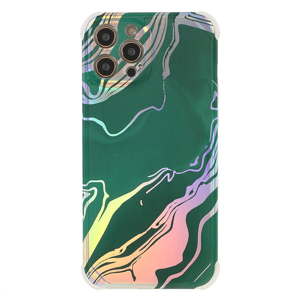 IMD Laser Marble Thickened Four Corner Well-protected Durable TPU+PC Case Shell for iPhone 12 Pro Max 6.7 inch - CF6 Green-2