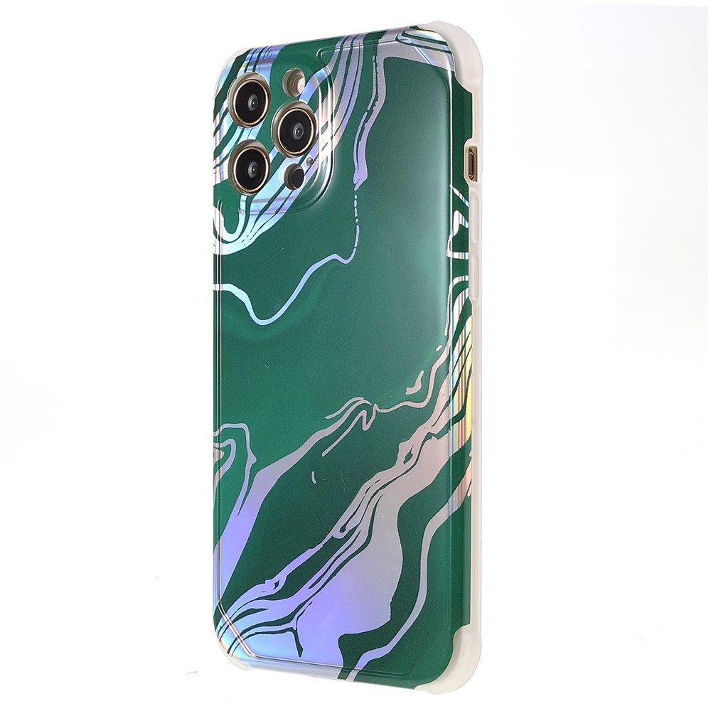 IMD Laser Marble Thickened Four Corner Well-protected Durable TPU+PC Case Shell for iPhone 12 Pro Max 6.7 inch - CF6 Green-3