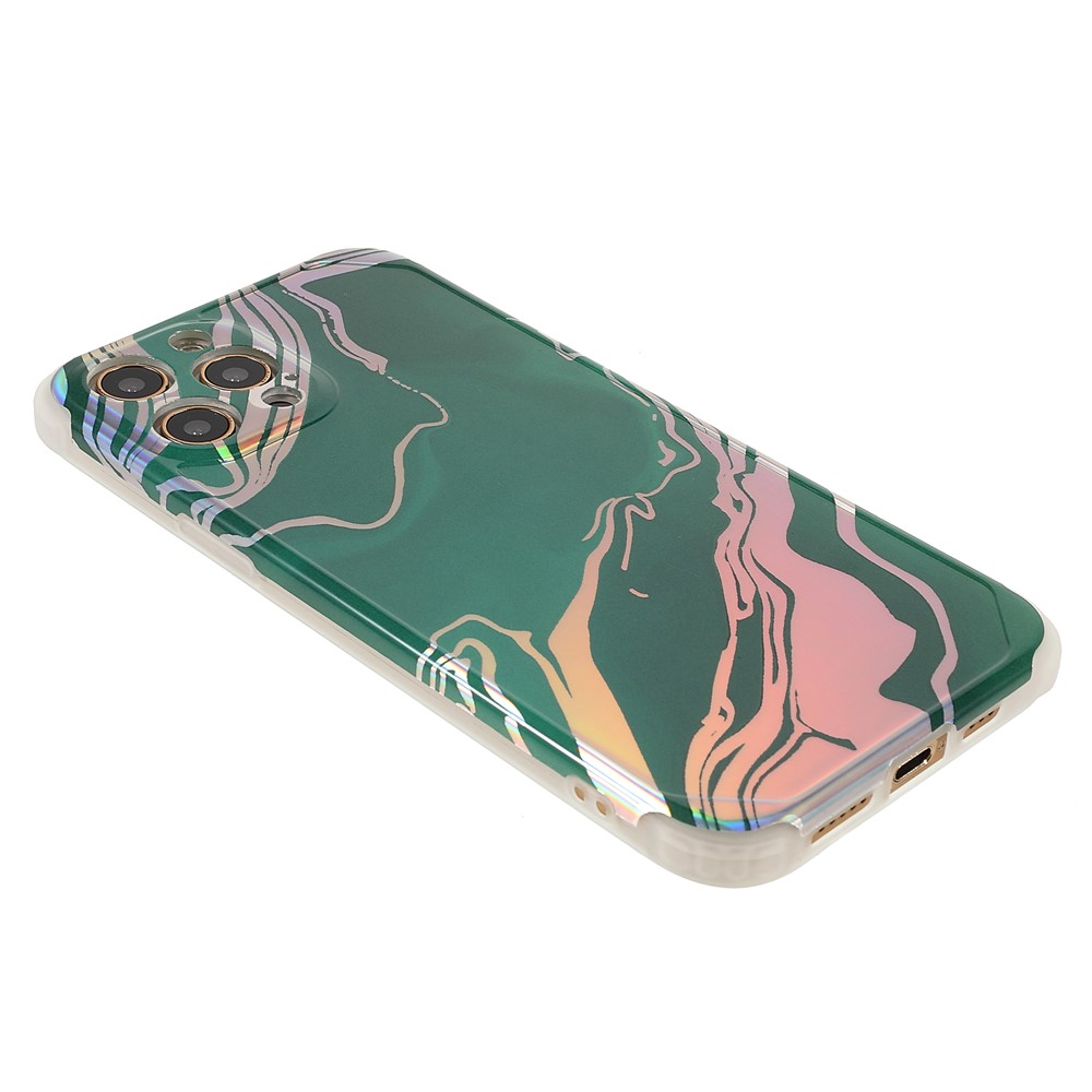 IMD Laser Marble Thickened Four Corner Well-protected Durable TPU+PC Case Shell for iPhone 12 Pro Max 6.7 inch - CF6 Green-4