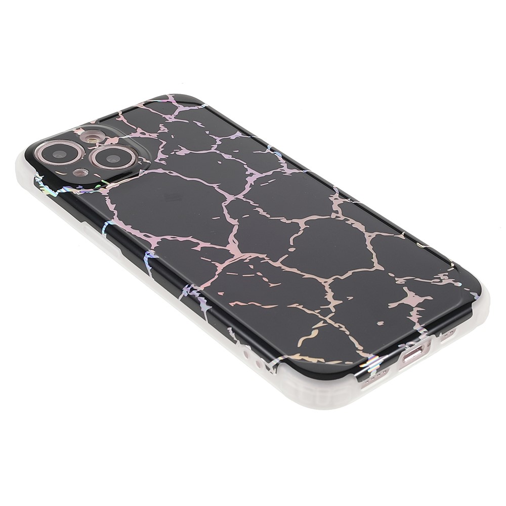 Four Corner Drop-proof IMD Laser Stylish Marble TPU+PC Case Cover for iPhone 13 6.1 inch - CF1 Black-4