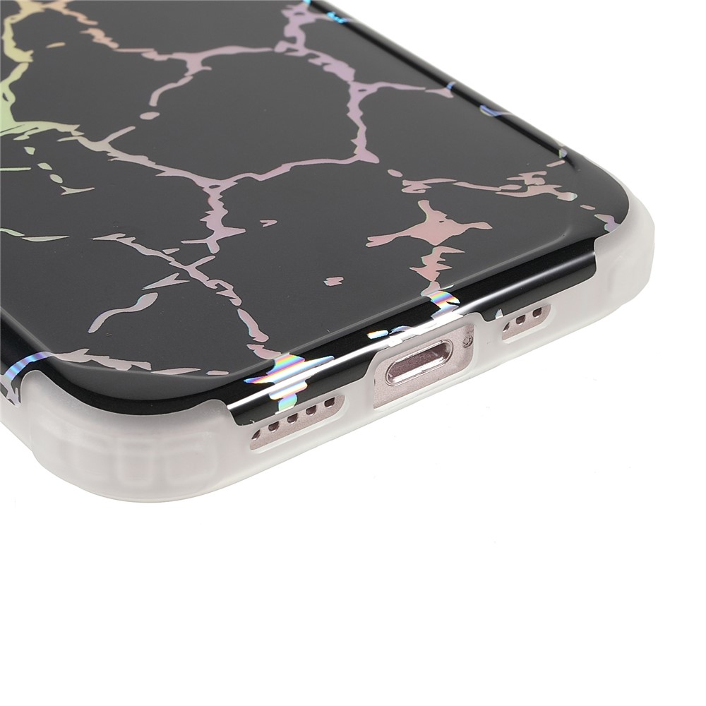 Four Corner Drop-proof IMD Laser Stylish Marble TPU+PC Case Cover for iPhone 13 6.1 inch - CF1 Black-5