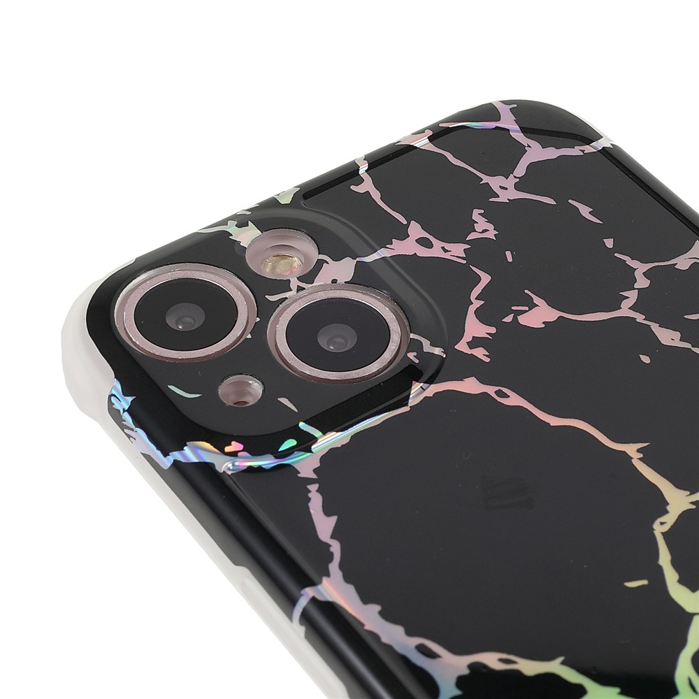 Four Corner Drop-proof IMD Laser Stylish Marble TPU+PC Case Cover for iPhone 13 6.1 inch - CF1 Black-6