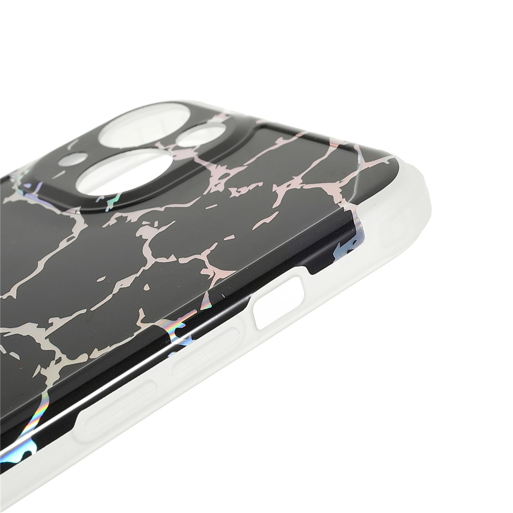 Four Corner Drop-proof IMD Laser Stylish Marble TPU+PC Case Cover for iPhone 13 6.1 inch - CF1 Black-8