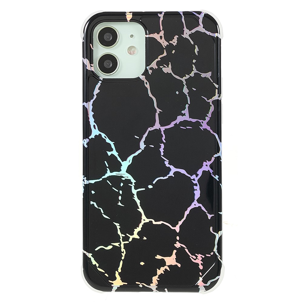 IMD Laser Marble Anti-scratch Thickened Four Corner TPU+PC Case Shell for iPhone 12/12 Pro 6.1 inch - CF1 Black-2