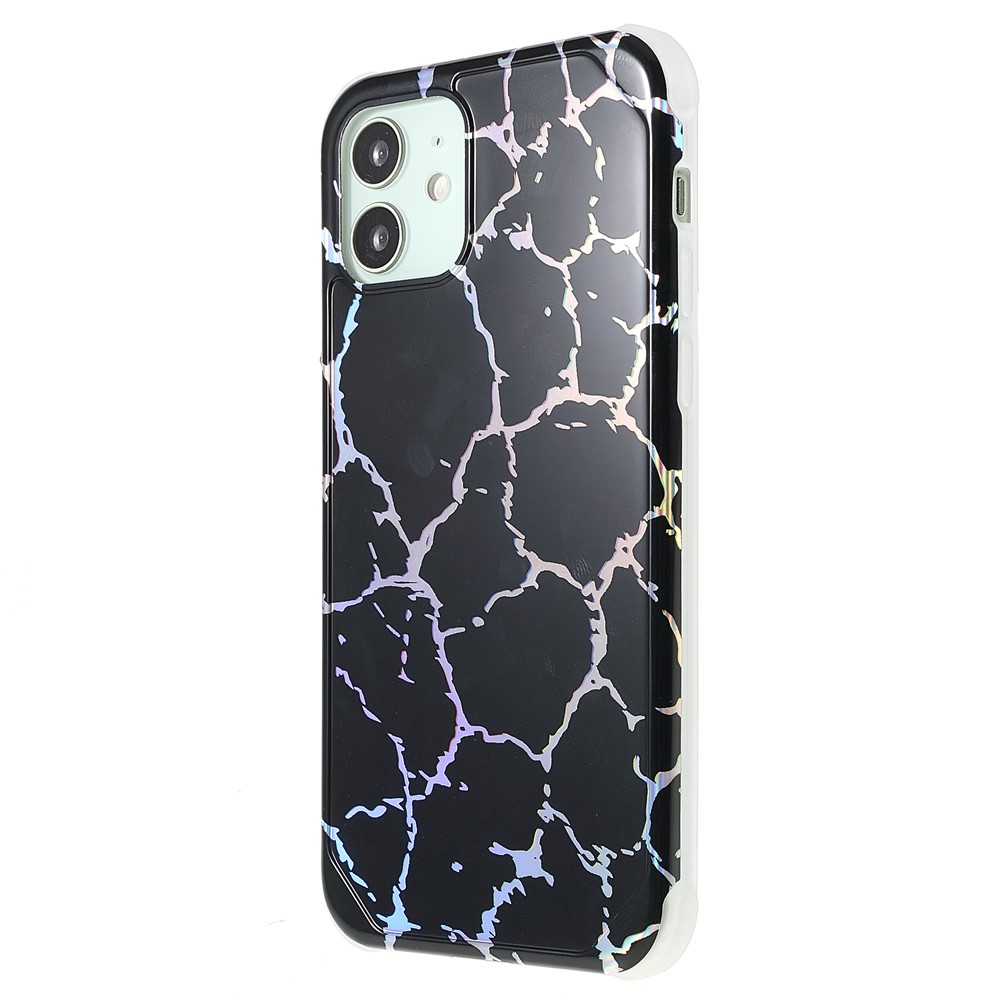 IMD Laser Marble Anti-scratch Thickened Four Corner TPU+PC Case Shell for iPhone 12/12 Pro 6.1 inch - CF1 Black-3