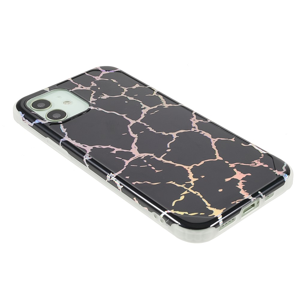 IMD Laser Marble Anti-scratch Thickened Four Corner TPU+PC Case Shell for iPhone 12/12 Pro 6.1 inch - CF1 Black-4