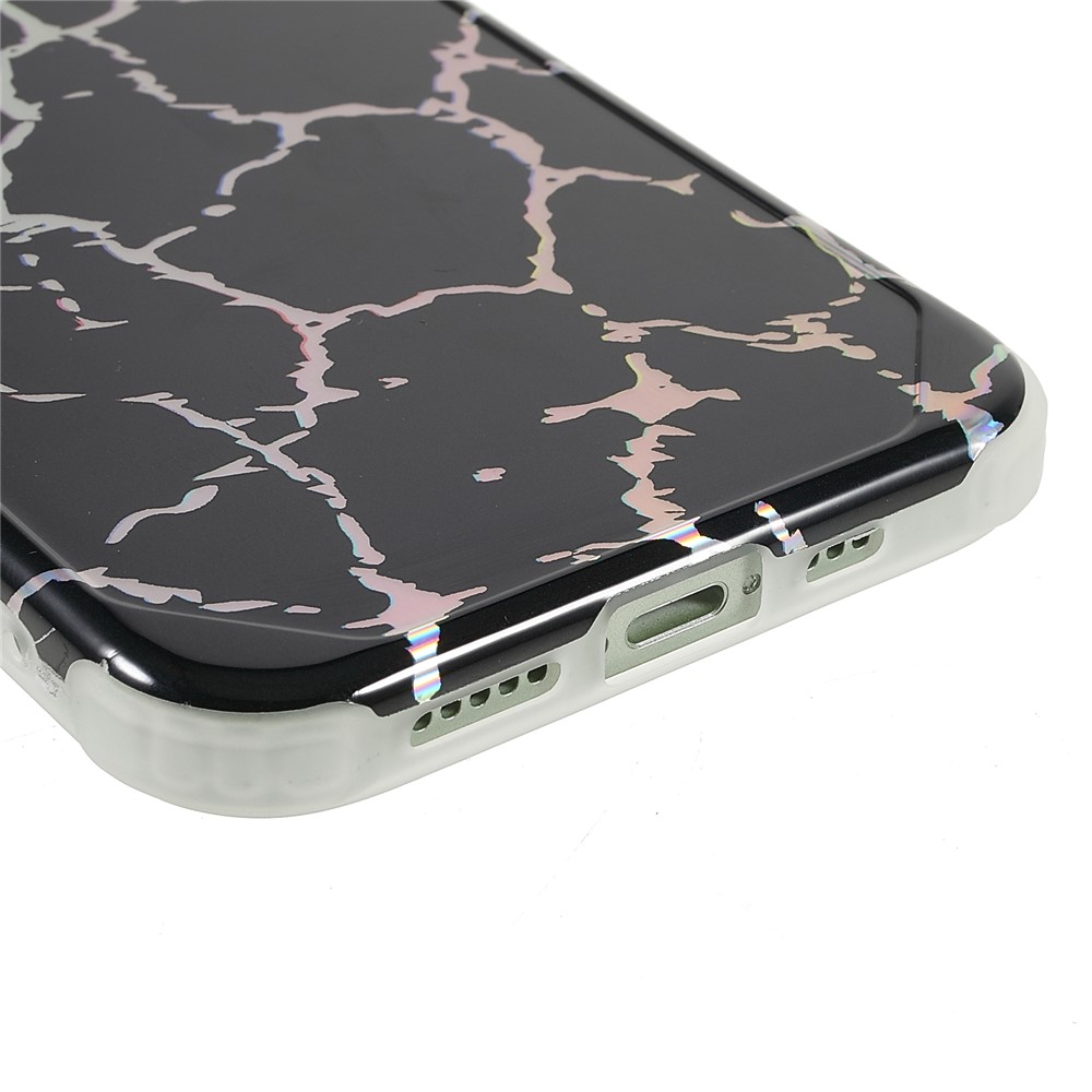 IMD Laser Marble Anti-scratch Thickened Four Corner TPU+PC Case Shell for iPhone 12/12 Pro 6.1 inch - CF1 Black-5