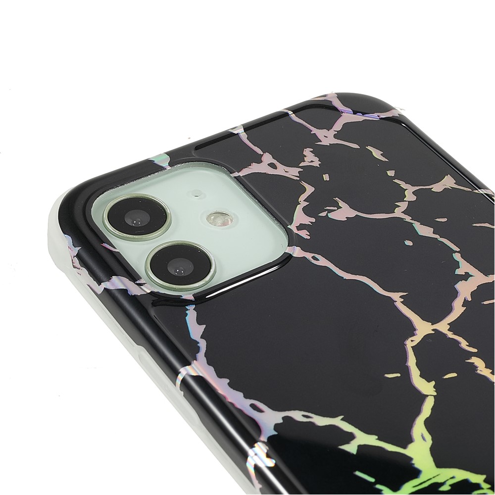 IMD Laser Marble Anti-scratch Thickened Four Corner TPU+PC Case Shell for iPhone 12/12 Pro 6.1 inch - CF1 Black-6
